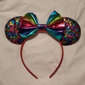 NEW RAINBOW SEQUINED MOUSE EARS HEADBAND